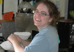 Ruth making fresh coffee at LuLu Beans
